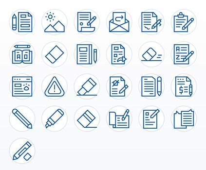 corrección moderno colección con 25 regular línea alto resolución píxel optimizado íconos vector