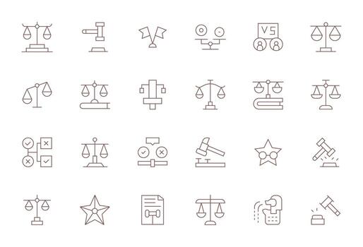 24 256x256 Thin Line Icons optimized for Judgment Grid Fitted display vector