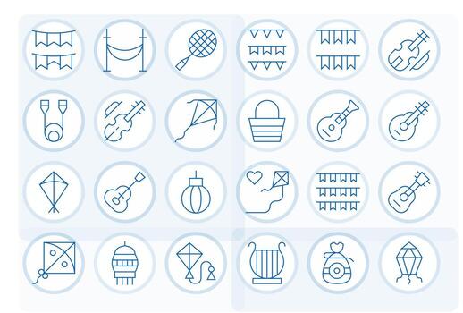 String Visual Pack containing 24 Thin Line Editable Icons vector