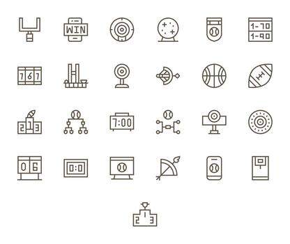 25 High Resolution Icons for Scoreboard in Display Perfect Regular Line Format vector