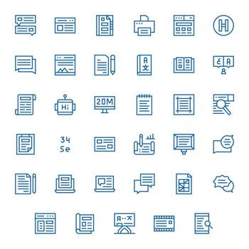 35 Regular Line Pixel Optimized Icons for Text Graphics vector