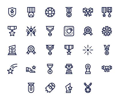 Commendation Ultimate Package with 28 High Resolution Bold Line Grid Fitted Icons vector