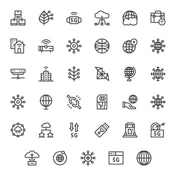 Connectivity Icon Repository containing 35 Regular Line High Resolution Pixel Aligned graphics vector