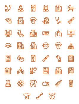 45 negrita línea íconos desde diagnóstico en alto resolución monitor Perfecto calidad vector