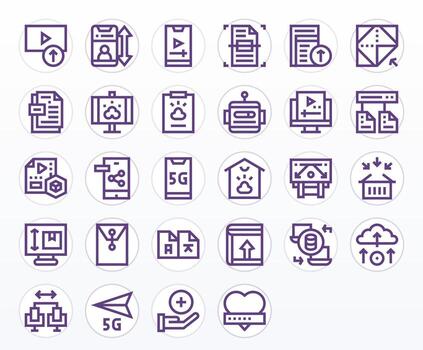 28 editable íconos temática alrededor subir en retina Listo negrita línea formato vector