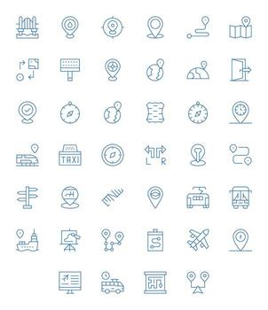 40 Thin Line Pixel Aligned Icons crafted for Route 256x256 applications vector