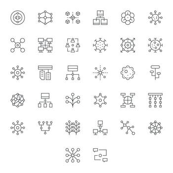 nodos icono biblioteca con 32 Delgado línea alto resolución editable diseños vector