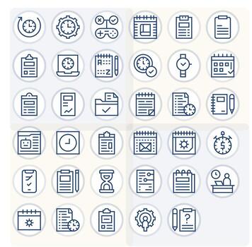 tarea gráficos presentando 35 regular línea píxel Perfecto 128x128 diseños vector