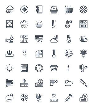 Regular Line Editable Icons from Temperature Set with 42 Retina Ready Icons vector