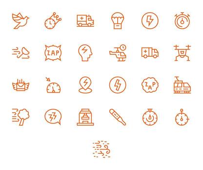25 Pixel Optimized Icons themed around Rapid in 256x256 Regular Line format vector