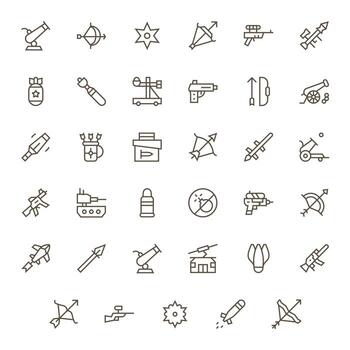 Projectile including 35 High Resolution Regular Line Illustrations vector