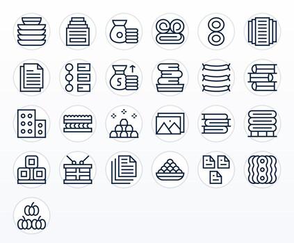 25 Regular Line PIXEL Perfect Icons tailored for Stack 64x64 interface vector