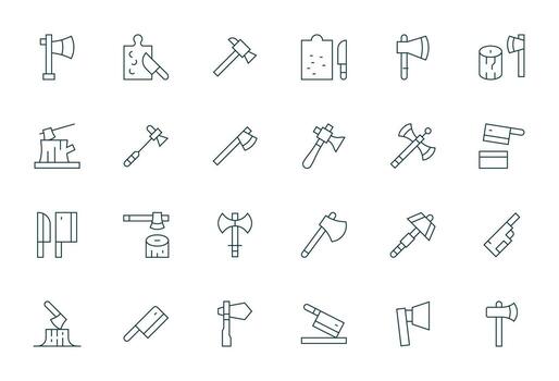 24 Icons for Chopping optimized in Editable 256x256 Thin Line resolution vector