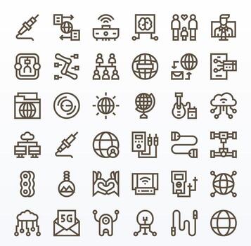 conexión profesional conjunto con 36 negrita línea píxel optimizado 256x256 íconos vector