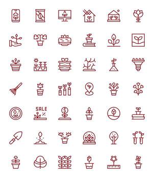Regular Line Style Sprout Icons with 42 High Resolution Editable Designs vector