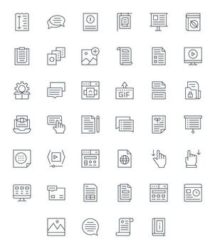 Content Comprehensive Bundle with 40 Grid Fitted Thin Line Retina Ready Icons vector
