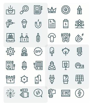 Power Comprehensive Bundle with 42 Grid Fitted Regular Line 256x256 Icons vector