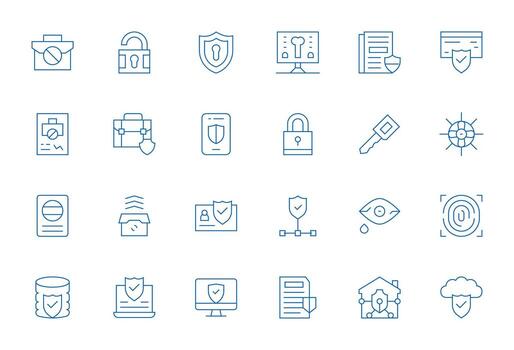 Data Protection Scalable Set featuring 24 Pixel Optimized Thin Line High Resolution Icons vector