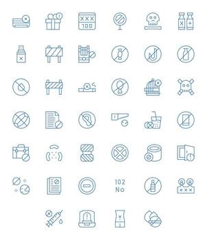Prohibited Icon Repository containing 40 Thin Line Retina Ready Pixel Optimized graphics vector