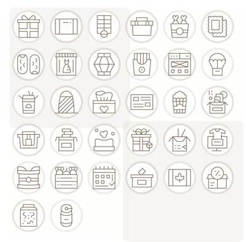 32 Icons for Box optimized in Pixel Aligned 64x64 Thin Line resolution vector
