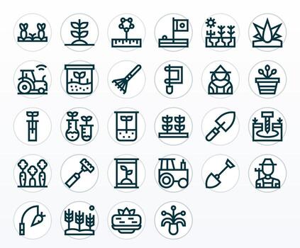 28 Bold Line Icons for Soil in crisp 256x256 Display Perfect resolution vector