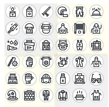 Protective Icon Toolkit featuring 36 PIXEL Perfect High Resolution Bold Line elements vector
