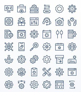 configuración presentando 42 256x256 íconos en regular línea diseño vector