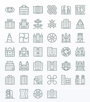 Complex Icon Toolkit featuring 40 Detail Enhanced 64x64 Thin Line elements vector