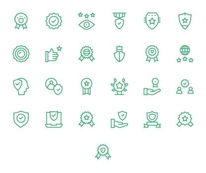 Regular Line Style Trusted Icons with 25 128x128 PIXEL Perfect Designs vector