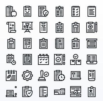 Checklist Visual Pack containing 36 Bold Line Display Perfect Icons vector