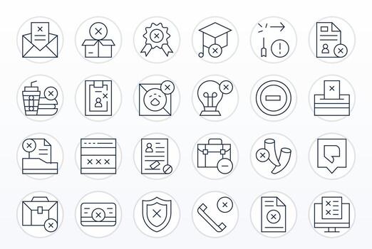 24 Pixel Aligned Thin Line Icons from Rejected Collection vector