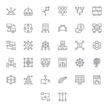 Data Flow Graphics Pack including 32 Thin Line 128x128 Editable Icons vector