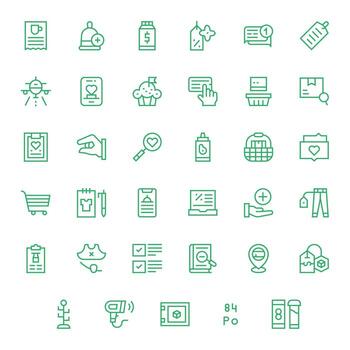 35 Regular Line Pixel Aligned Icons crafted for Item Retina Ready applications vector