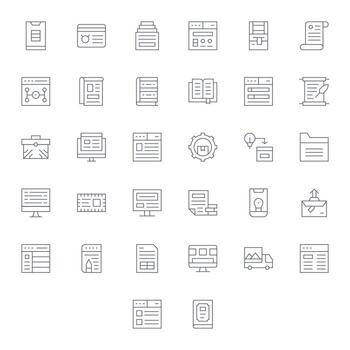 32 Thin Line Editable Icons for Content Management Graphics vector
