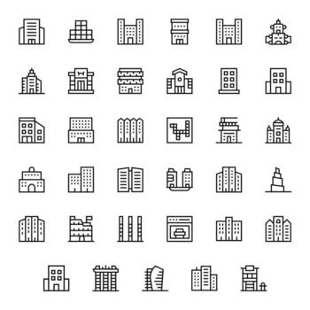 de varios pisos moderno colección con 35 regular línea 256x256 monitor Perfecto íconos vector