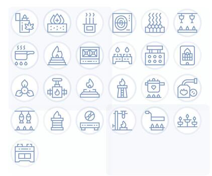 Burner Icon Library with 25 Regular Line High Resolution Pixel Optimized Designs vector