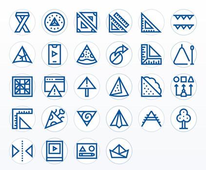 28 íconos para triángulo optimizado en editable 256x256 negrita línea resolución vector