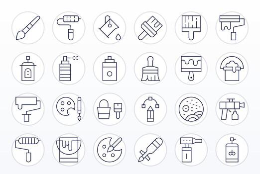 Paint Icon Toolkit featuring 24 Grid Fitted 256x256 Thin Line elements vector
