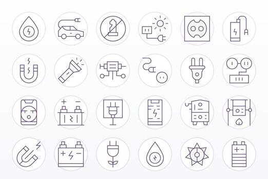 Power Source Ultimate Package with 24 128x128 Thin Line Display Perfect Icons vector