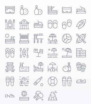 Leisure Scalable Set featuring 40 Pixel Optimized Thin Line Retina Ready Icons vector