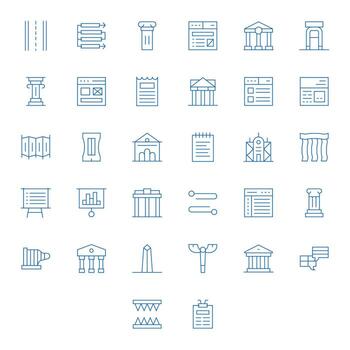 Column Premium Bundle with 32 High Resolution Pixel Aligned Thin Line Icons vector
