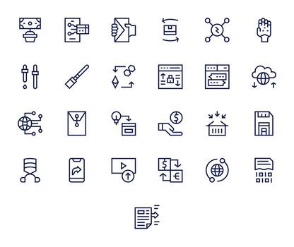 25 High Resolution Regular Line Icons optimized for Transfer Editable display vector