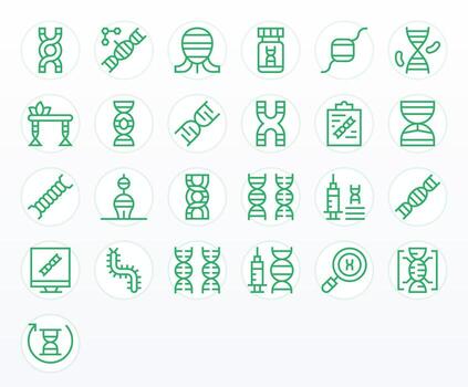 25 Retina Ready Regular Line Icons optimized for Gene Pixel Aligned display vector