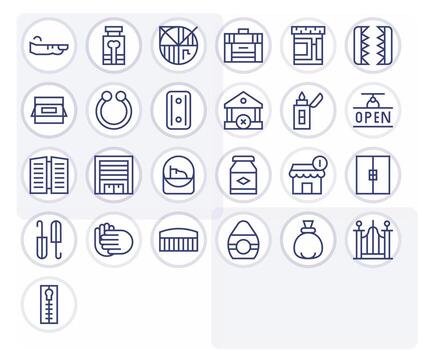 Closed Visual Pack containing 25 Regular Line Pixel Aligned Icons vector