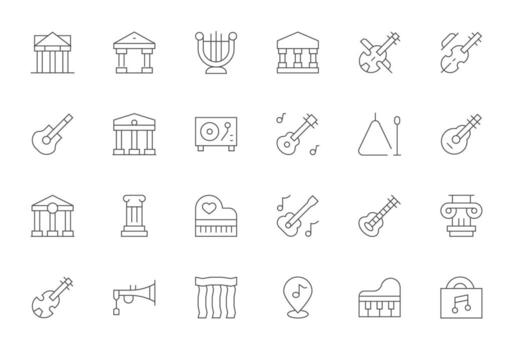 Classical Icon Toolkit featuring 24 Display Perfect 128x128 Thin Line elements vector