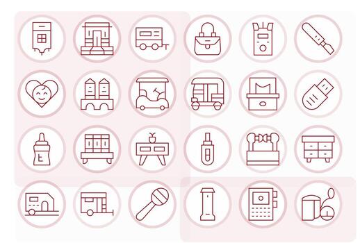 Thin Line Style Small Icons with 24 256x256 Display Perfect Designs vector