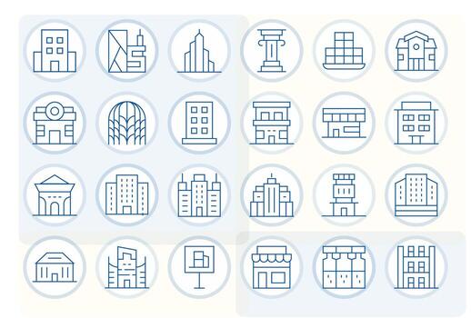 Facade Icon Set with 24 Thin Line 256x256 Pixel Optimized Graphics vector