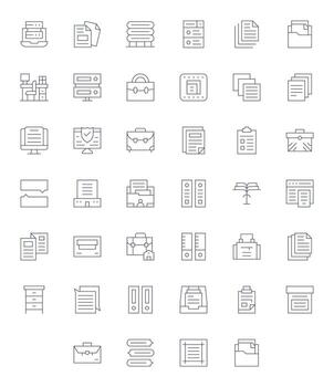 40 256x256 Delgado línea píxel alineado íconos para archivos proyectos vector