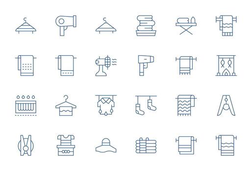 Drying Comprehensive Bundle with 24 Display Perfect Thin Line High Resolution Icons vector