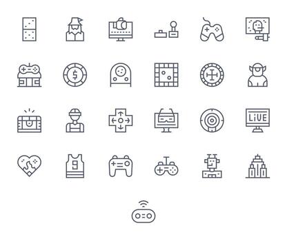 25 Regular Line Pixel Optimized Vectors for Gaming Theme